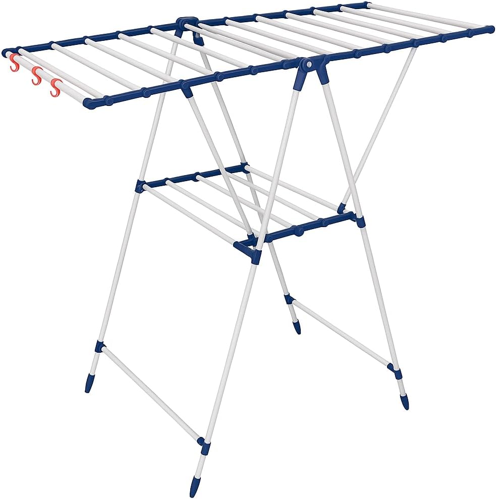 60 Pieces Winsome Steel Cloth Drying Stand Rack - Heavy-Duty Powder Coateds (Rust-Free Laundry Organizer with Slots for Hangers | Foldable and Portable Clothes Drying Stand for Indoor & Outdoor Use)