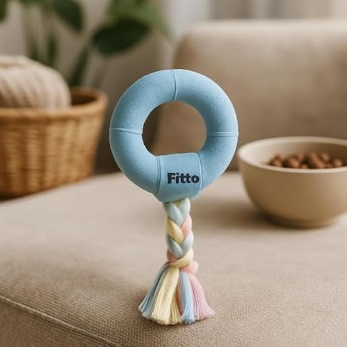 120 Pieces Dog Rope Toys with Ring Blue (7x6.7cm - Chew & Tug Toy for Small to Medium Dogs Puppy Dental Cleaning Interactive Play)