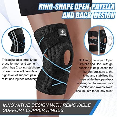 96 Pieces Knee Sleeves (Meniscus Ligament Pads – Lateral Stabilizers – Adjustable Compression – Arthritis Running Basketball Gym – Blue)