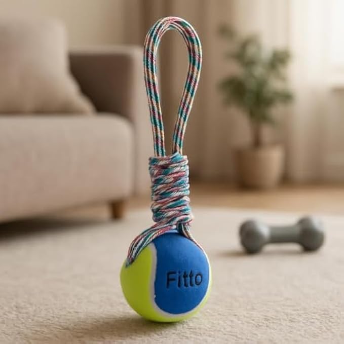 Blue Rope Tug Toy 33.5x7cm - Dog Rope Chew Toy for Small & Medium Dogs, Interactive Tug-of-War & Teething Training Toy