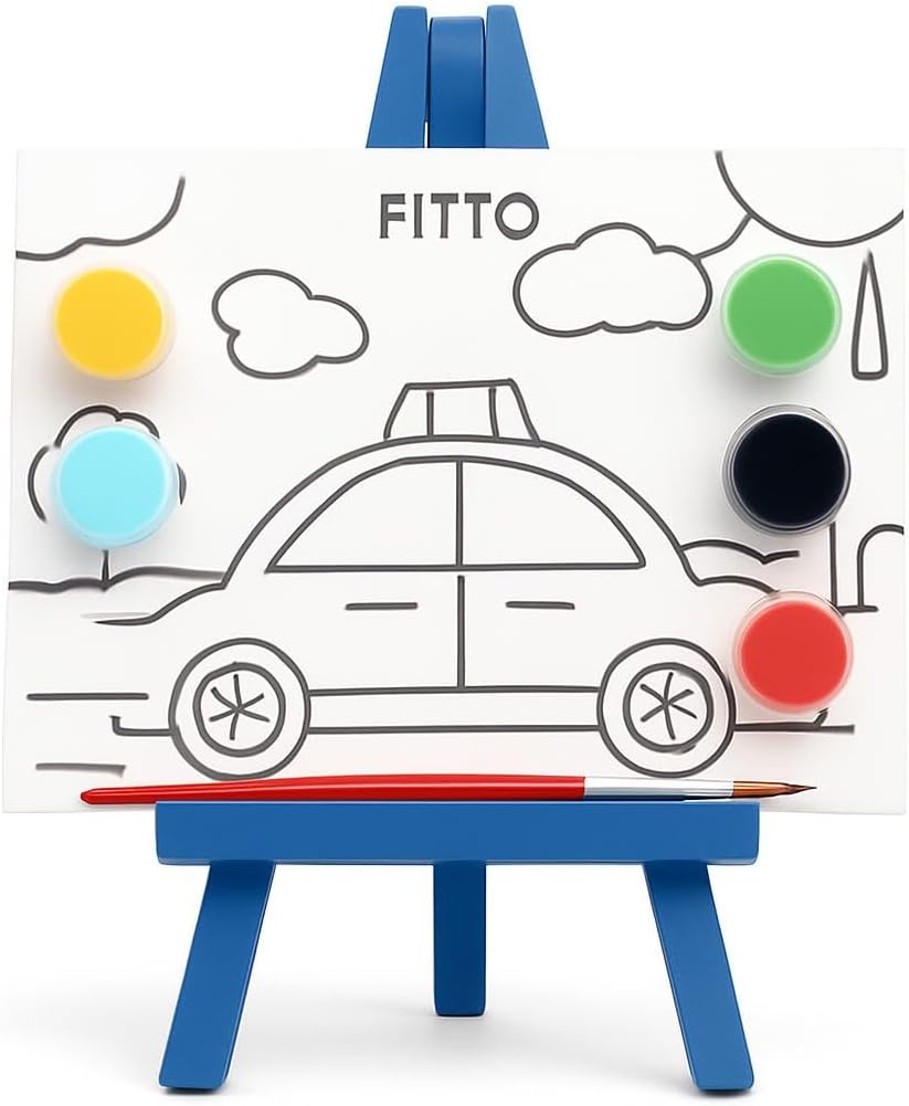 Vehicles Series Picture Frame Set with 6x4 Canvas Boards, Easel, 6 Colour Paints & Brush