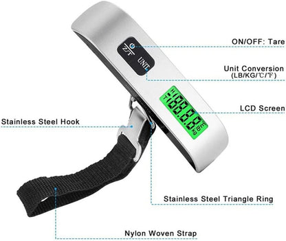 Portable Hanging Digital Scale, 50kg, LCD Digital Display, Mini Electronic, Fishing Luggage Scale