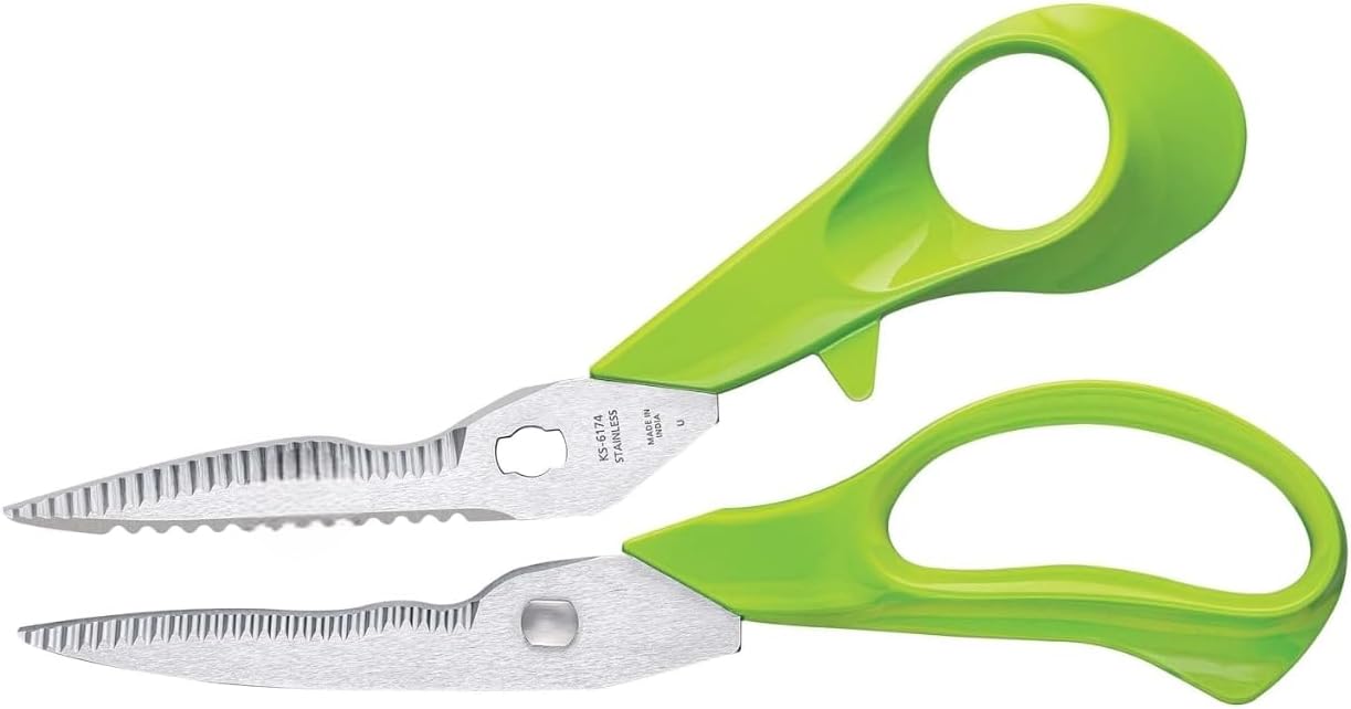 5 in 1 Multi-Purpose Stainless Steel Detachable Kitchen Scissors with Classic Kitchen Knife, Serrated Blade, Fish Scaler, Bone Cutter, Ergonomic Handle – Essential Kitchen Tool Set