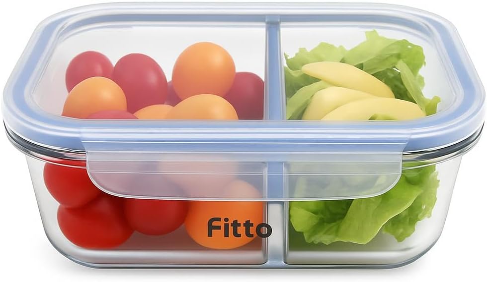 72 Pieces Glass Storage Food Containers with Full Divider (1500ml)