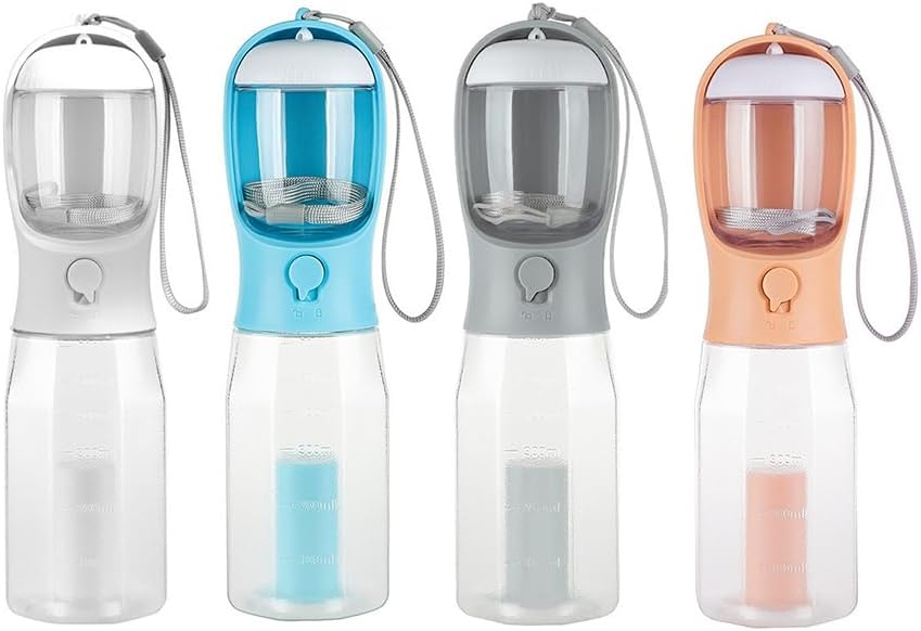 Dog Water & Food Bottle with Poop Bag Dispenser – Blue – 300ml / 600ml