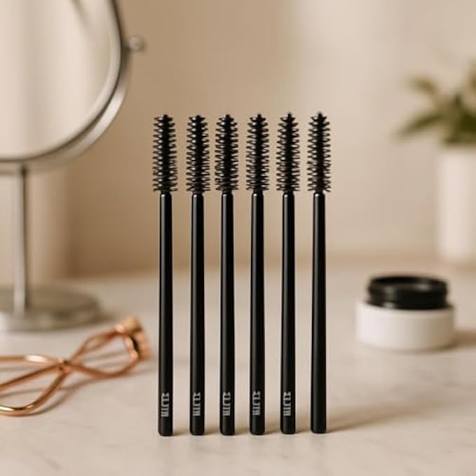144 Pieces Eyelash Brush Pack of 6 Black - Spoolie Mascara Wands for Lashes & Eyebrows (Makeup Spoolie Brush)