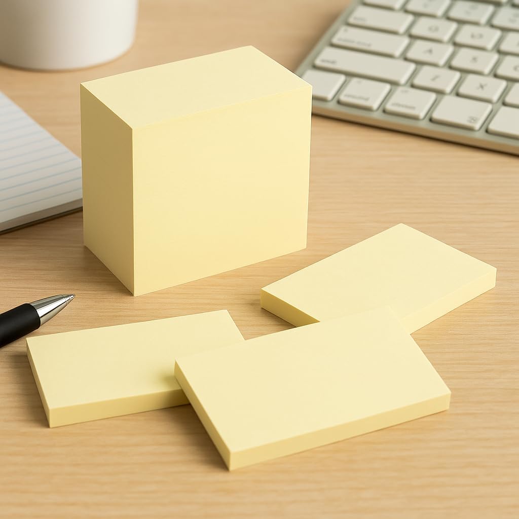 72 Pieces Sticky Notes (12 Pack – 5x3 Inches – Self-Stick Notes in Assorted Colors – Repositionable Sticky Notes for Office – Home – School – and Classroom – 12 Pads of 100 Sheets Each)