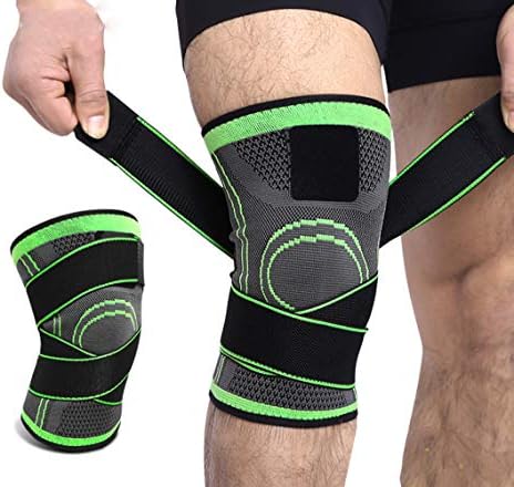 Fitto Knee Brace, Compression Support, Adjustable Strap, Pain Relief, Meniscus Tear Arthritis ACL MCL, Running Cycling Tennis Golf Basketball, Green, S