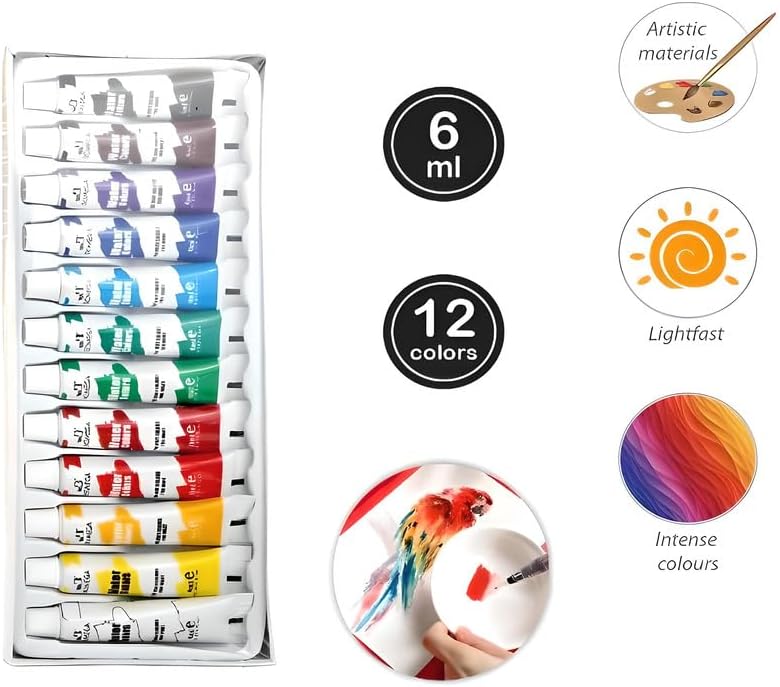96 Pieces 12pcs (6ml Water Color Paint Set – 12 Vibrant Colors for Arts – Crafts & DIY)