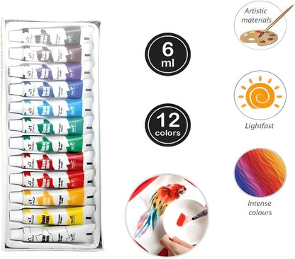 12pcs 6ml Water Color Paint Set – 12 Vibrant Colors for Arts, Crafts & DIY