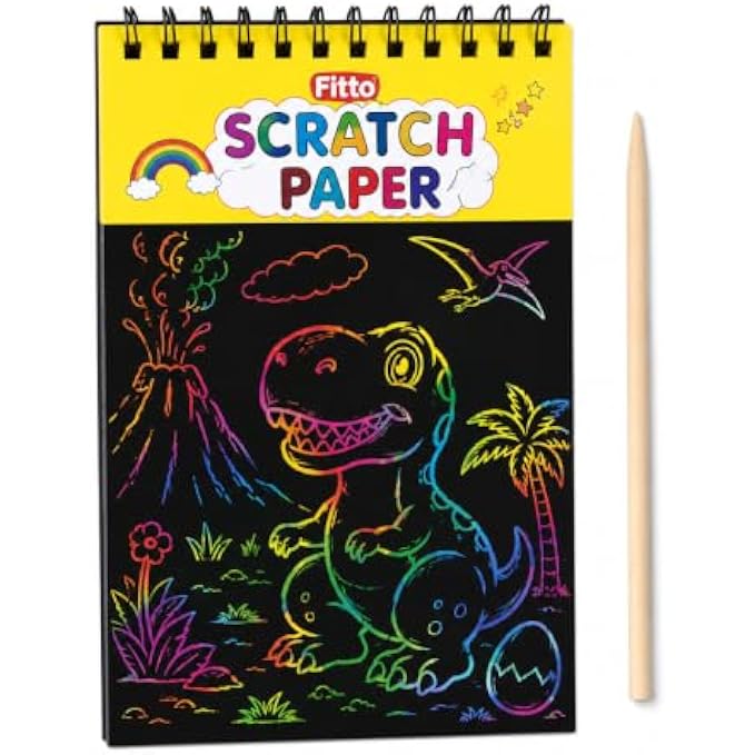 144 Pieces Rainbow Scratch Paper Art Sets (10 Black Scratch Sheets 14 x 20.5 cm with Wooden Stylus – Spiral-Bound Drawing Pad for Doodling – Crafts and Creative Activities)