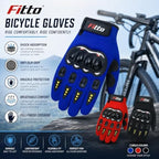 96 Pieces Full-Finger Cycling Gloves with Protective Knuckle Shell (Anti-Slip Grip and Padded Palm for MTB – Road and Outdoor Riding – Blue and Black)