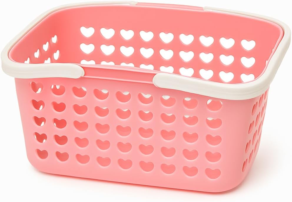 144 Pieces Pink Plastic Organizing Storage Baskets with Handles and Holes - Multi-Purpose Small Bin for Kitchen (Bathroom – Toys – and More - Durable – BPA-Free – Lightweight and Easy to Clean)