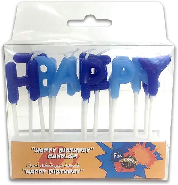 120 Pieces Happy Birthday Letter Candle - Blue Birthday Party Candles with Custom Greeting Accent