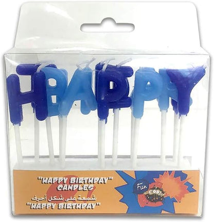 Happy Birthday Letter Candle - Blue Birthday Party Candle with Custom Greeting Accent
