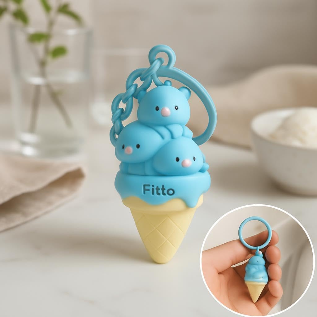 96 Pieces Creative Ice Cream Keychain - PVC & Rubbers (Blue)