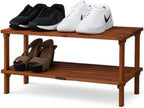 96 Pieces Wooden Shoe Rack 2 Tiers (Coffee Brown – 63x26x29.5cm)