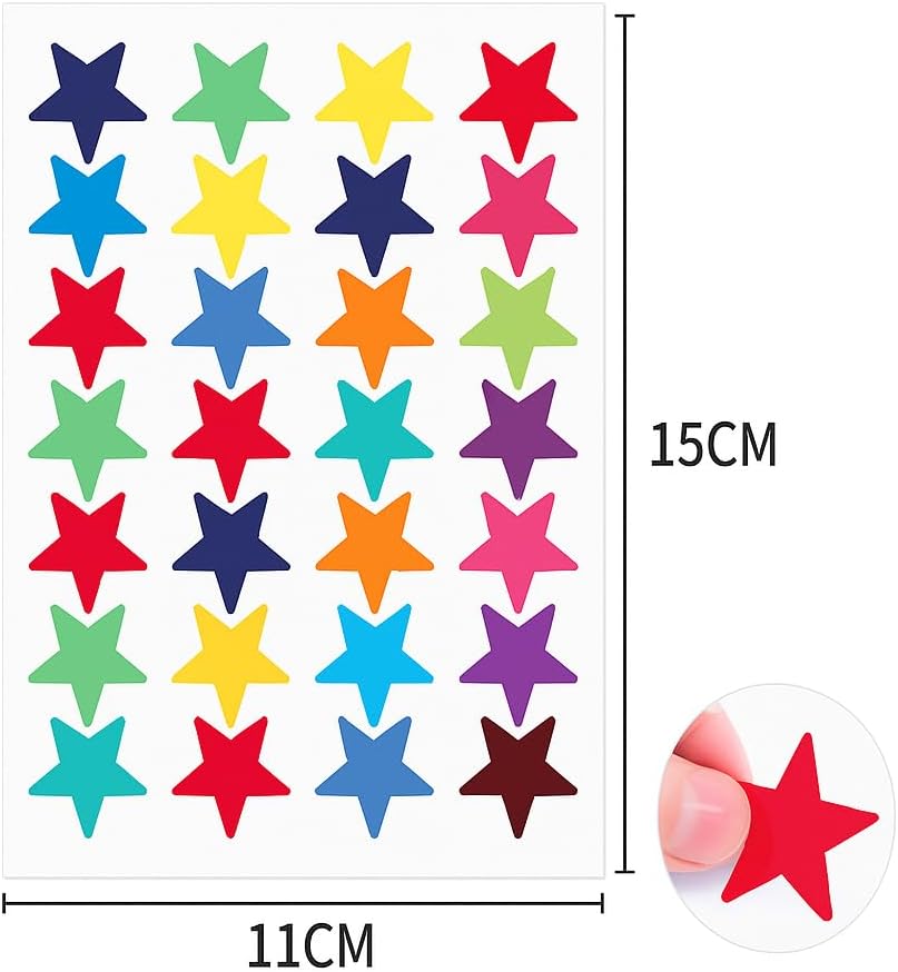 144 Pieces Adhesive Labels Smiles (5 Sheets – 11x15cm – 45 Star Labels – Decorative Stickers for Crafts and Organization)