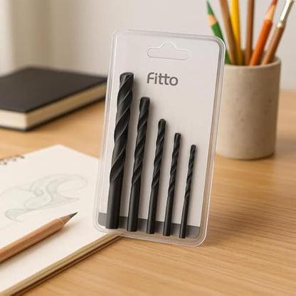 Twist Drill Bits Pack of 5 - Assorted Sizes Twist Drill Bit Set for Metal Wood Plastic Straight Shank