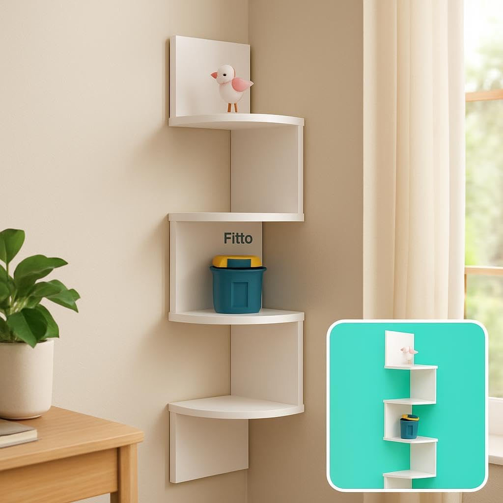 60 Pieces Wall Shelf Corner 4 Tiers (19.8X19.8X102.8cm – White)
