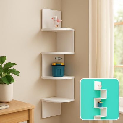 Wall Shelf Corner 4 Tier 19.8X19.8X102.8cm, White