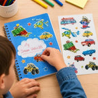 240 Pieces Glitter Vehicle Stickers (Assorted Sparkly Cars – Trains – Boats and Aircraft Peel-and-Stick Craft Decorations for Books – Cards and Projects)