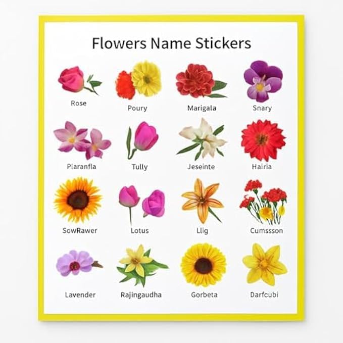 120 Pieces Floral Educational Stickers - Flower Stickers for Kids (Teacher Reward Stickers – Classroom – Scrapbook & Planner Craft Stickers)