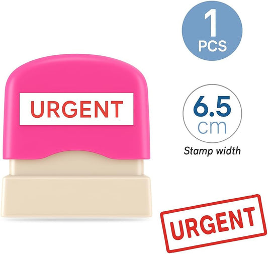 Urgent Stamp 6.5cm Pink Cover for Quick Office & Mail Use