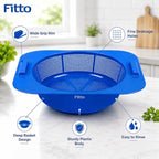 120 Pieces Blue Plastic Drain Tray Baskets for Sink (Fruit Vegetable Washing Colander – Deep Basket with Handles)