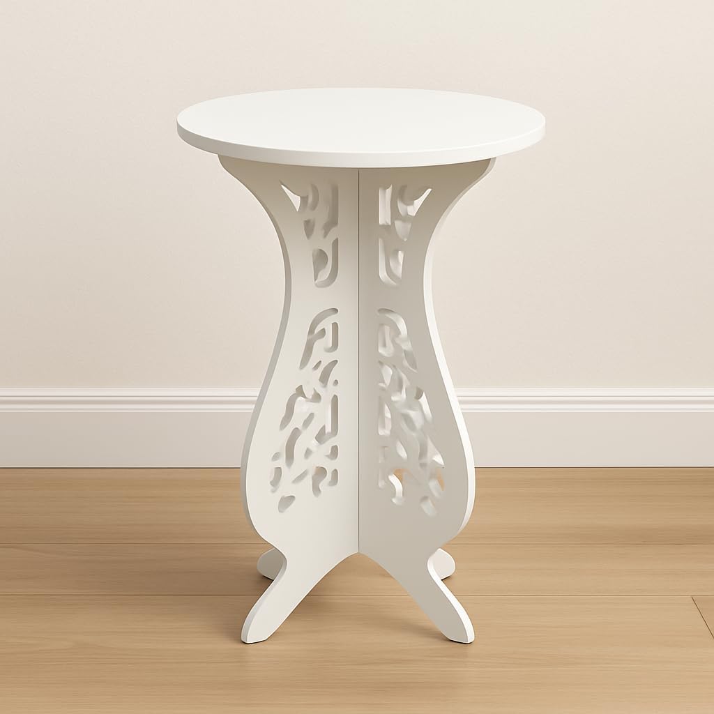 Compact White Round Table Desk (24x50cm) – Office, Study, and Living Room Table