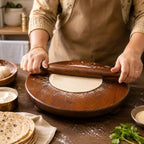 72 Pieces Wooden Rolling Board and Rolling Pin Sets (12 Inch Round Chakla Belan Set for Roti Chapati Paratha Pizza Pastry Dough – Smooth Natural Wood – Brown)