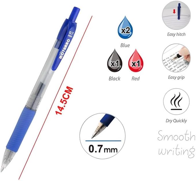 96 Pieces 4 Pieces Ball Point Gel Pens (0.7mm Tip – 14.5cm Assorted Colors)