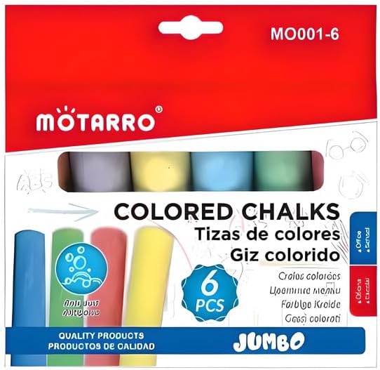 120 Pieces Assorted Chalk Sticks 6 Packs (2.5cm x 10cm – Multicolor Chalk for Blackboard – Art – Craft – School Supplies)