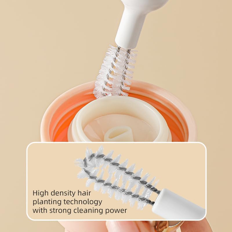 Cup Cleaning Kit – Multi-Brush Design – 6 Pieces – White & Grey