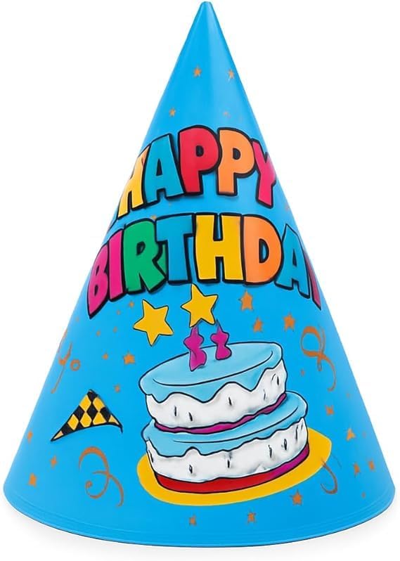 120 Pieces Birthday Cone Party Hats Medium Pack of 6 Blue - Kids & Adults Disposable Cone Caps
