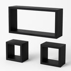 48 Pieces Flt Wall Shelves Cuboid 3Pcs Sets (Black for Home and Office Storage)