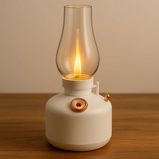 Air Humidifier Vintage Lamp Night Light - Ultrasonic Cool Mist Humidifier, LED Night Light with Adjustable Brightness, Quiet Operation for Home, Bedroom, Office, and Nursery