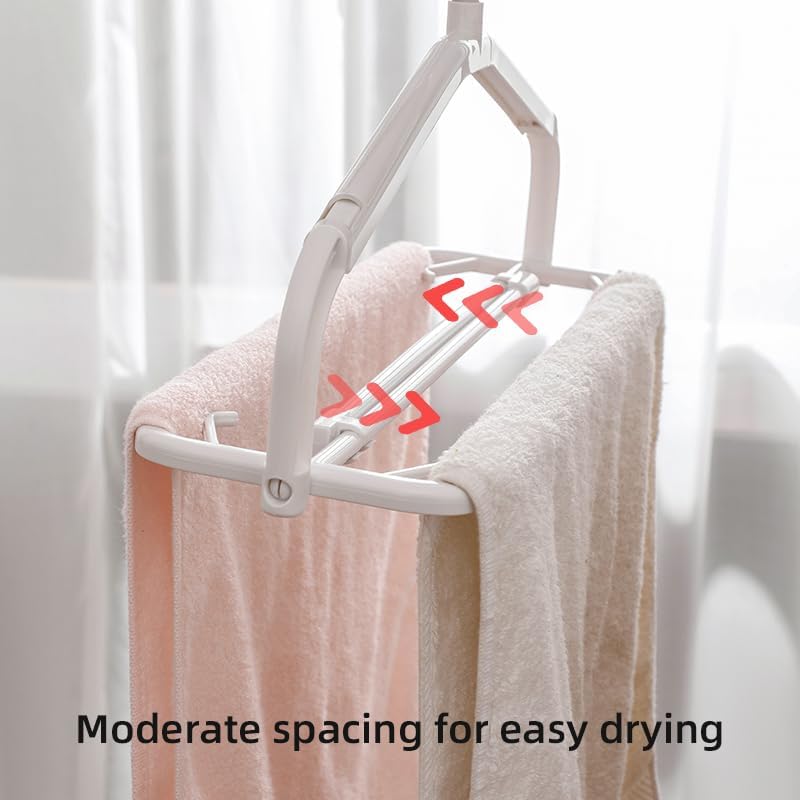 60 Pieces Retractable Folding Coat Hangers (Compact Design – White – Pack of 6)