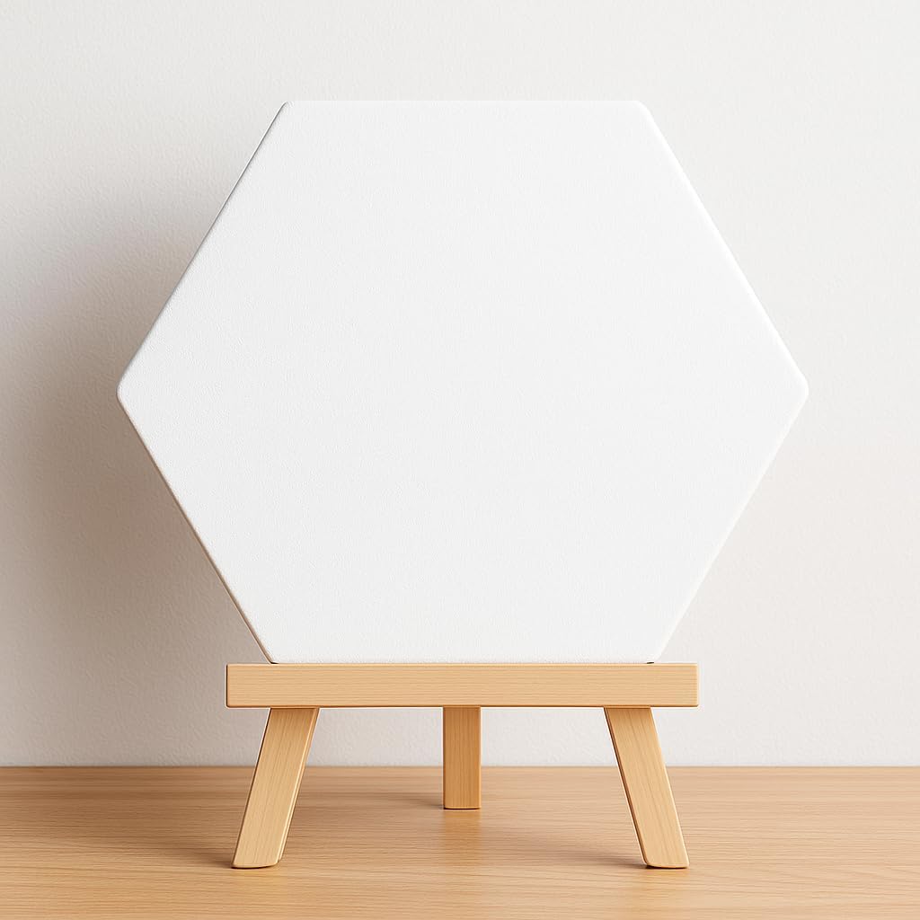 20x20cm Hexagon Canvas with 29x20cm Wooden Stand