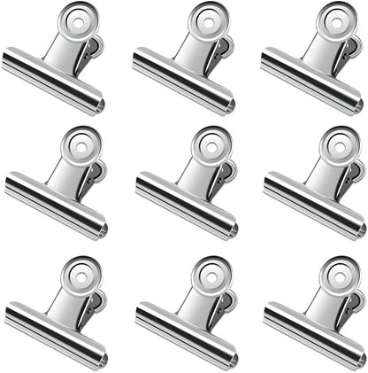 Binder Clips 9 Pack, 22mm, Office Paper Clamps, Black Metal Clips for Documents, School, Home, and Office Use