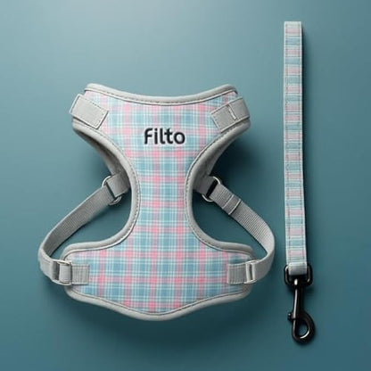 Dog & Cat Harness and Lead Set Size M 29x20cm Adjustable No-Pull Padded Breathable Nylon Vest Leash Reflective