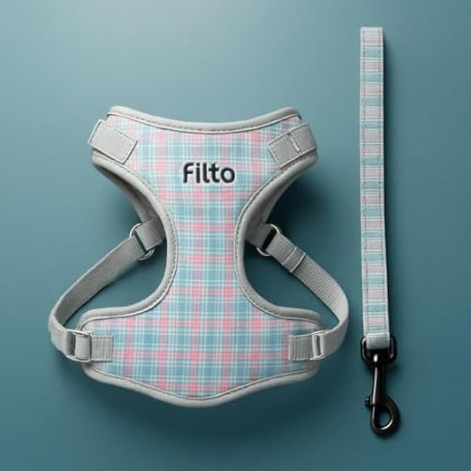 Dog & Cat Harness and Lead Set Size M 29x20cm Adjustable No-Pull Padded Breathable Nylon Vest Leash Reflective