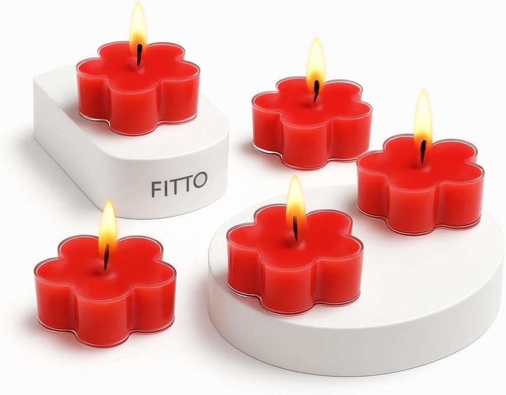 96 Pieces Strawberry Scented Flower Acrylic Tealight Cup Candle Pack of 12s (Decorative Home Decor – Aromatherapy – Table & Festive Candle)