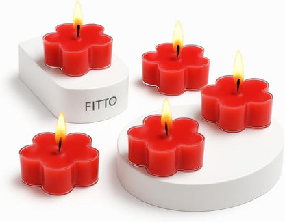 Strawberry Scented Flower Acrylic Tealight Cup Candle Pack of 12 – Decorative Home Decor, Aromatherapy, Table & Festive Candle