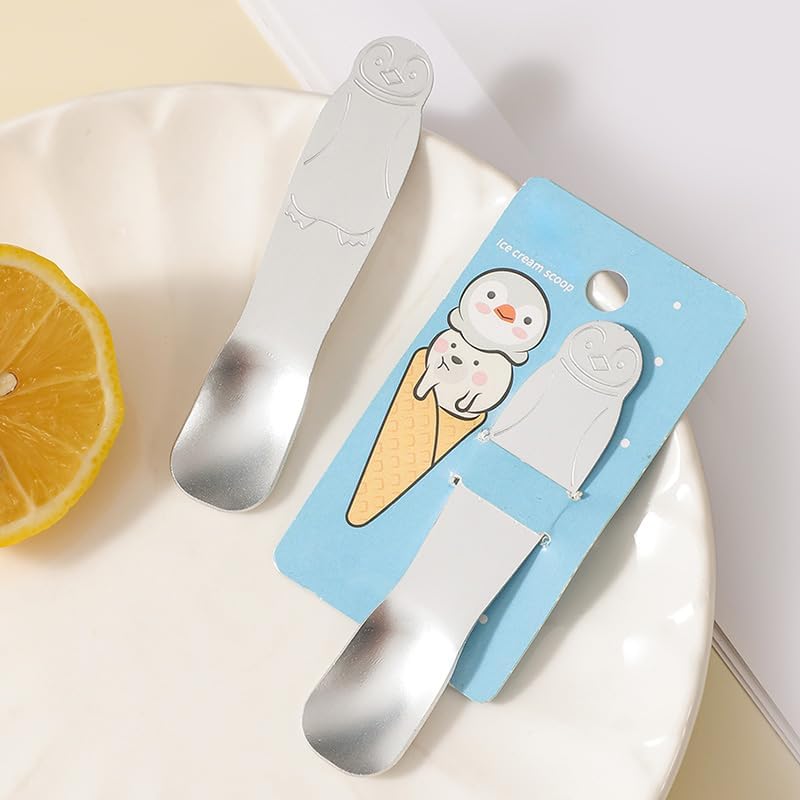 Ice Cream Scoop – Penguin Design – Silver – Pure Aluminum – 2 Pack