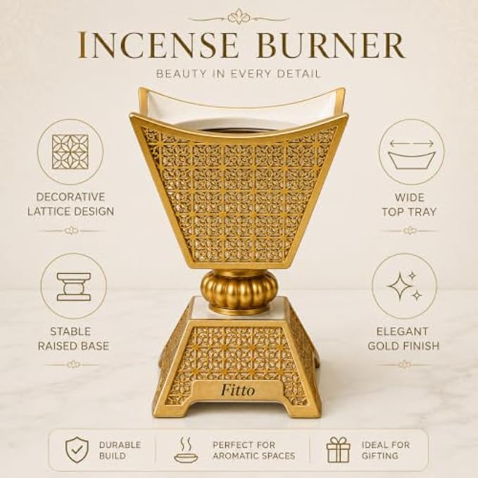 96 Pieces Incense Burner Decorative Gold Bakhoor Holders for Home Fragrance (Metal Aroma Burner with Lattice Design and Stable Base)
