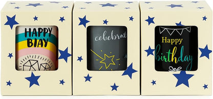 White Ceramic Mug with Happy Birthday Print and Colorful Diamond Design