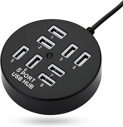 8 Port USB 2 Hi-Speed Hub Simultaus for Multiple Device Connectivity