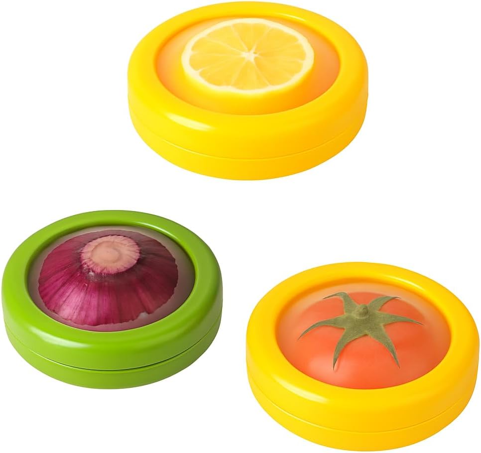 Stretchable Fruit Crisper – Airtight Silicone Seal, Pack of 3– Yellow/Green