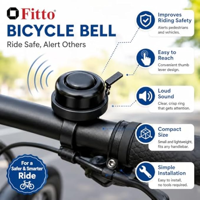 144 Pieces Bicycle Bells (Loud Clear Ring Bike Handlebar Bell with Thumb Press Lever – Compact Lightweight Easy-Install Cycling Safety Bell – Black)
